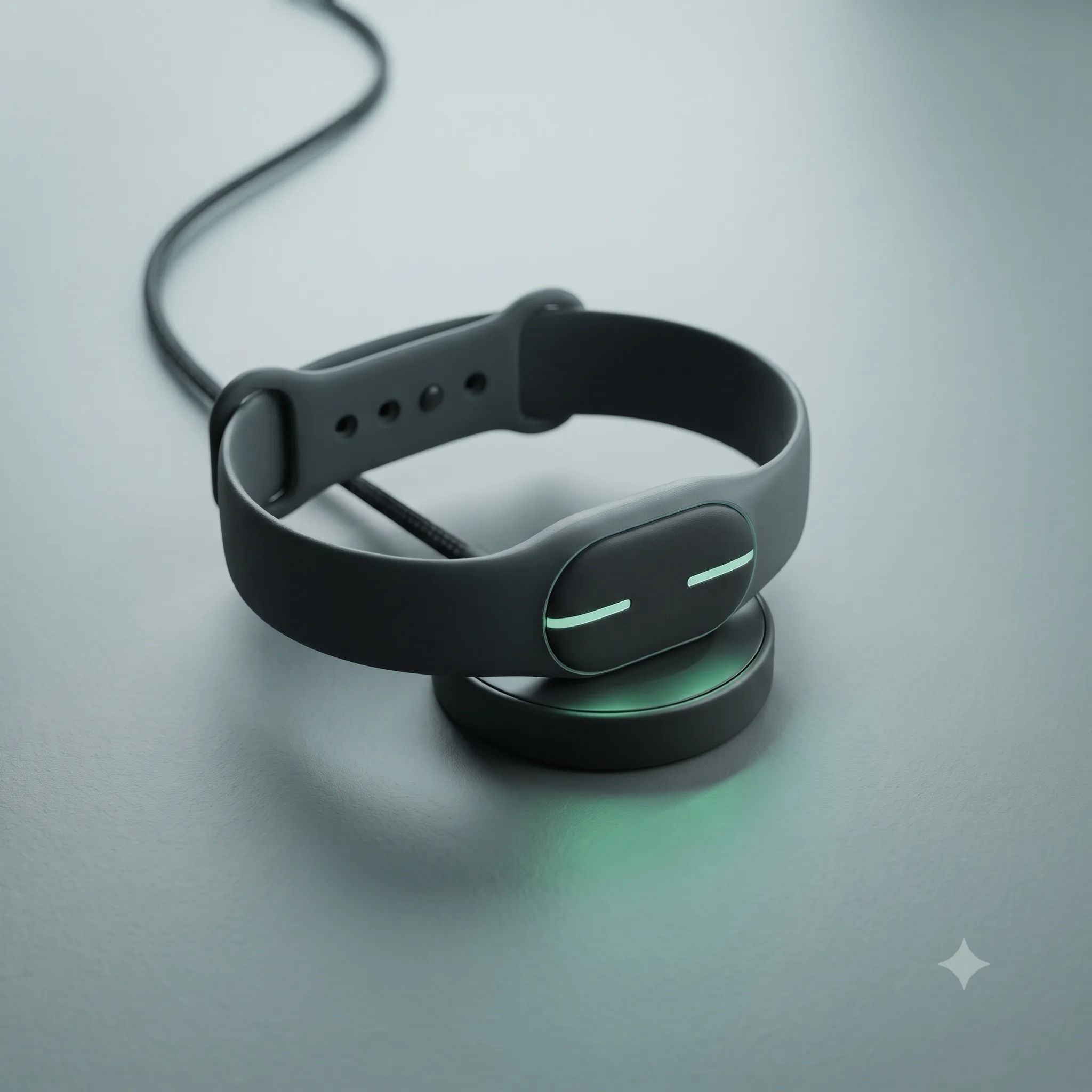 The GlideMetrics band on its magnetic charging dock
