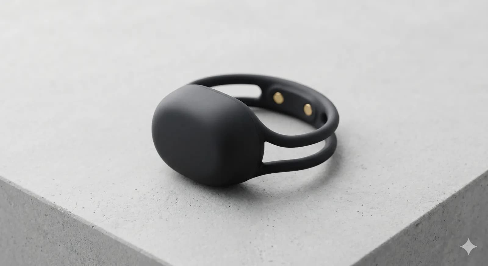 Close-up of the GlideMetrics smart ring on a studio surface